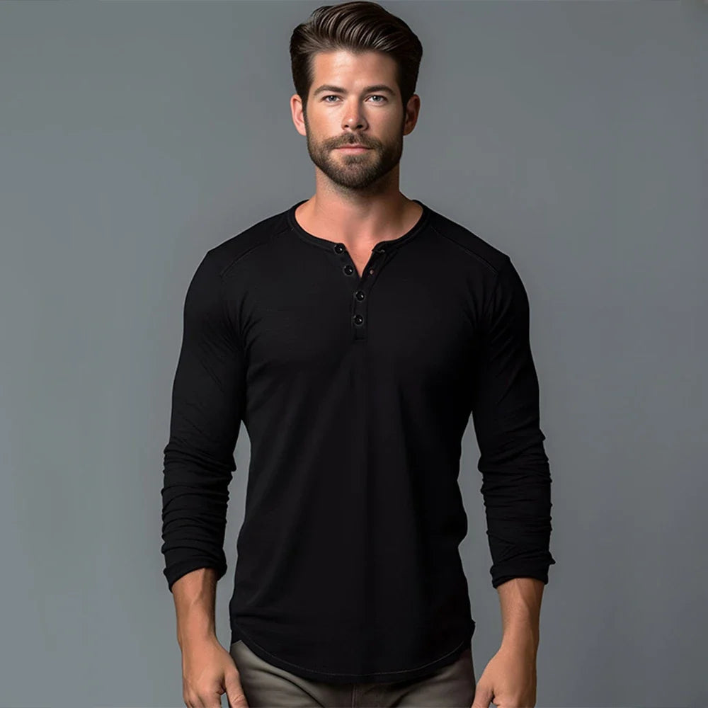 Kai | Koszulka Slim Fit z Dekoltem na Guziki