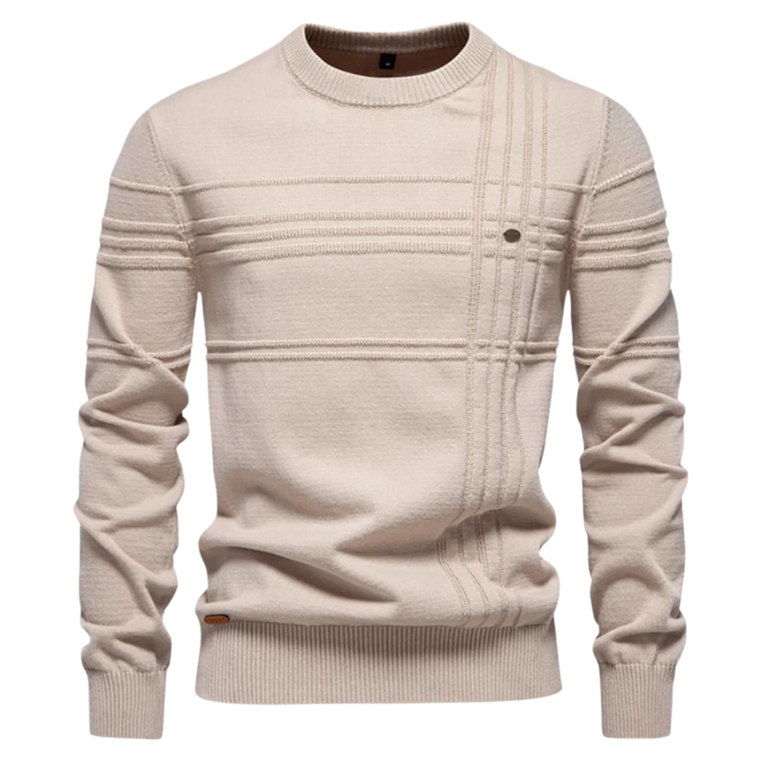 Sweter Maurizio – zbliżenie na prążkowaną dzianinę