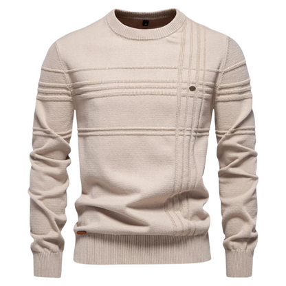Sweter Maurizio – zbliżenie na prążkowaną dzianinę
